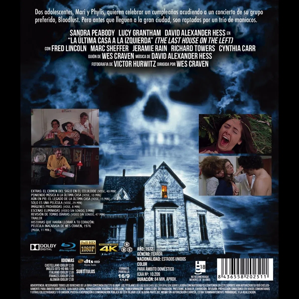 La ultima casa a la izquierda (L'ultima casa a sinistra) - Bluray Import Resen - AUDIO ITA