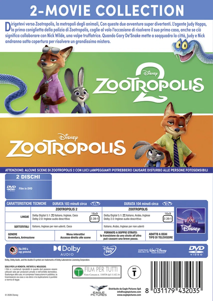 Cofanetto Zootropolis 1-2 (2 Dvd)